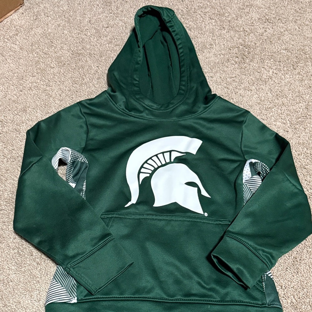 Michigan State Spartans Green Hoodie with Spartan Helmet Logo